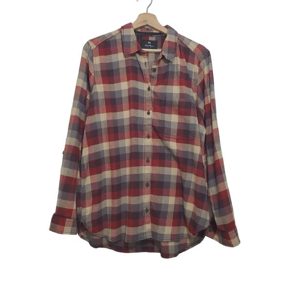 Wind River | Soft Checkered Flannel Button Front Shirt Roll Tab Sleeves - Picture 1 of 7